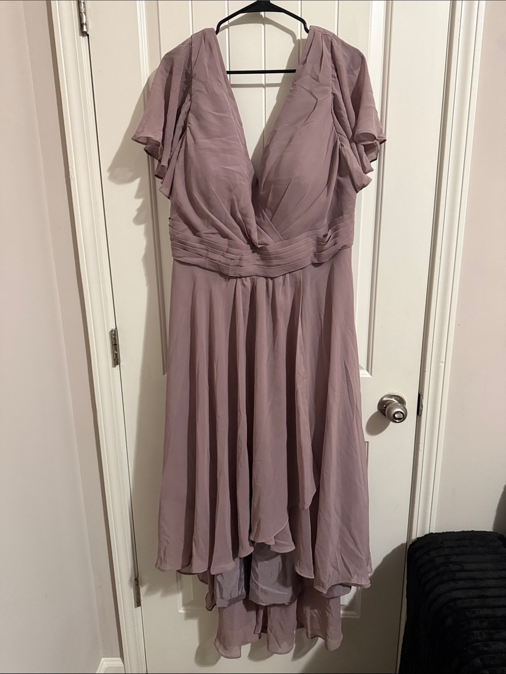 Source Unknown Dusty Mauve V-Neck High-Low Chiffon Dress